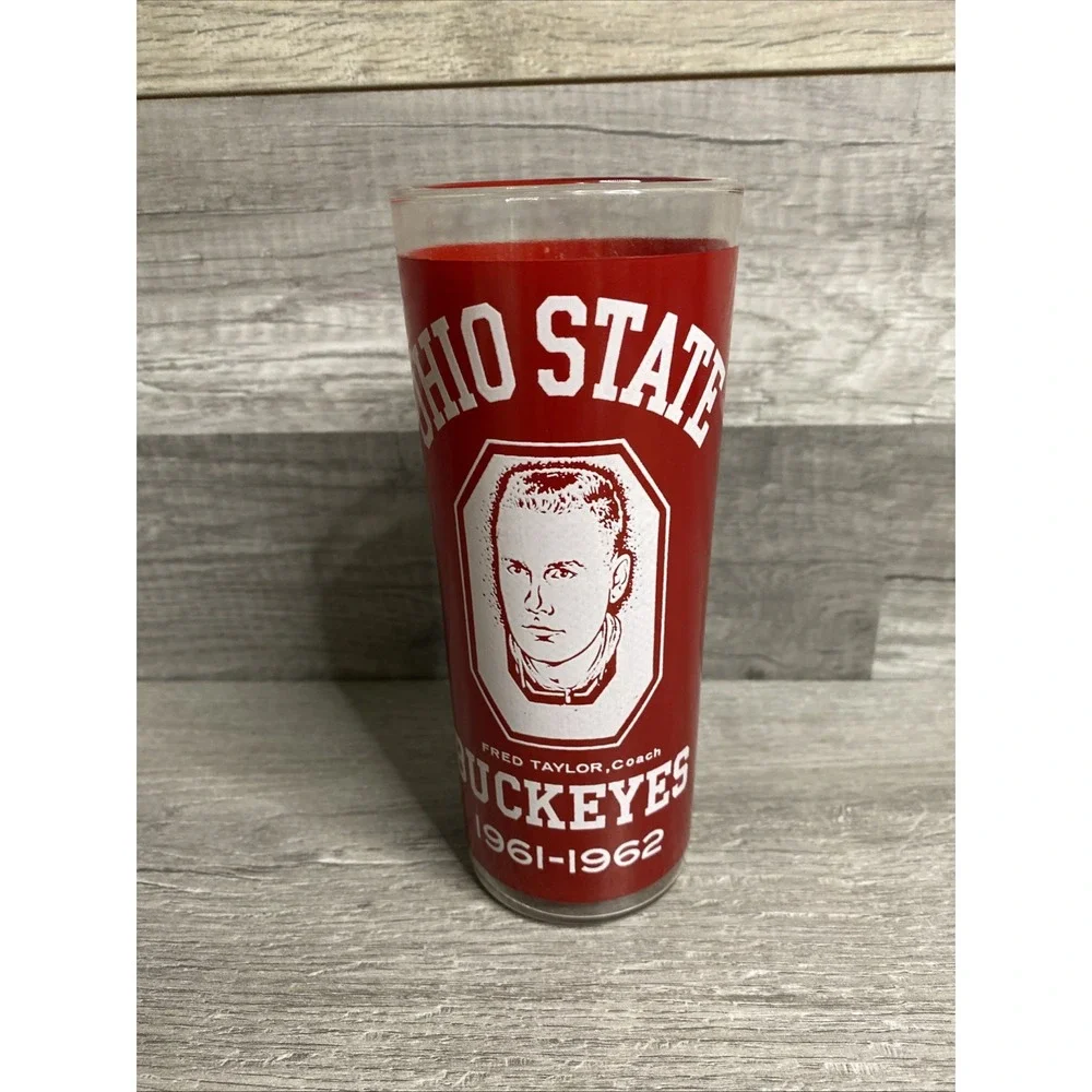 Vintage 1961-1962 Fred Taylor Ohio State Buckeyes Drink Glass 6.5